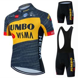 Sets JUMBO 2023 Cycling Jersey 20D Bike Shorts Set Ropa Ciclismo Mens Short Sleeve Bicycle Shirts Maillot Clothing P230522