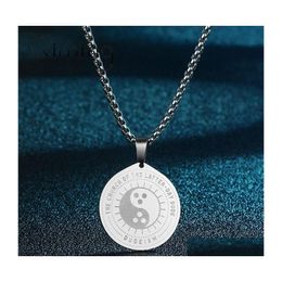 Pendant Necklaces Stainless Steel Taiji Yin And Yang Necklace For Men Jewellery Dudeism Charm Taoism Women Giftpendant Drop Delivery Pe Dhapr