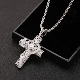 Iced Out Animal Snake Cross Pendant 4mm Tennis Chain Necklace Gold Silver Bling Cubic Zirconia Men Hip Hop Rock Jewellery Shiny Collier