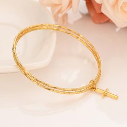 Bangle Modyle Gold Colour Chain Bracelet Cross Pendant Charm Bracelets For Men Women 2023 Religious Jewellery Party Gifts