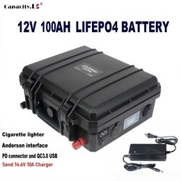 12V 100ah Lifepo4 battery pack Waterproof Lithium battery Motor Solar RV Anderson socket RV Power tool