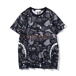 Mens T Shirt shark mouth Print Short Sleeves Mens High Quality T Shirt Men Women camouflage pattern Hip Hop Tee