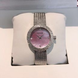 Women s Watches Cusomize Luxury brand lady quartz watch round circle 4 diamond two tone marked clock mesh Women No Cz Dial wrist 230519