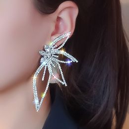 Stud Womens Fashion Accessories Exaggerated Zircon Maple Leaf Flower Earrings for Woemn Personality Statement Jewellery Gift mujer 230519