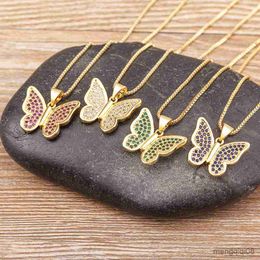 New Fashion Necklace Women Crystal Shine Zircon Butterfly Pendant Personality Birthday Gift Party Wedding Jewellery