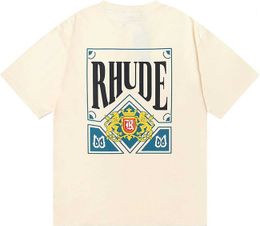 Fashion Mens Rhude T Cotton shirt Shirt Summer Men's Playing Cards Print RH Hip-Pop Trendy High Street Couple Sweatshirt Short Sleeve Tee Tops Boy