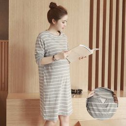 Dress for Pregnant Women Summer Women Pregnant Nursing Maternity Short Sleeve Stripe Summer Dress Breastfeeding Clothes