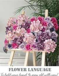 Decorative Flowers 10pcs/lot (60x40cm)High Quality Hydrangea Rose Flower Wall Wedding Backdrop Fantastic Floral Arrangements