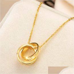 Pendant Necklaces Ring Stainless Steel Neck Chain For Women 2022 Fashion Female Jewellery Wholesale Items Drop Delivery Pendants Dhk73