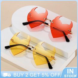 Sunglasses Irregular Rimless Sunshade Kid Colorful Vintage Eyewear Adult Party UV400 Hip-Hop Punk Funny