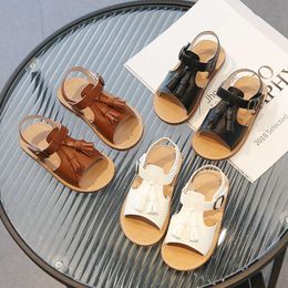 Sandals Boys Roman Sandals 2023 Summer New Kids Shoes Fashion Soft Soles Vintage Little Girl Simple French Style Solid Colour Unisex Shoe AA230518