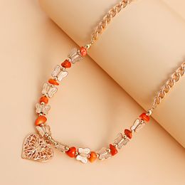 pendant necklace popular natural stone butterfly splicing broken stone collarbone necklace retro love necklace designer jewlery for women handmade