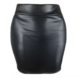 Skirts Women's PU short solid color high waisted ultra-thin buttocks pencil retro body leather sexy club uniform office women P230529