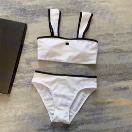 Designer White Swimwear Black Letter Logo Bikini For Women Outdoor Beach Split Swimsuit