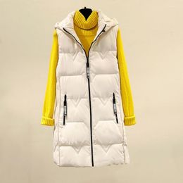 Women's Vests NICE Plus Size 3XL Hooded Vest Coat Women Down Cotton Long Mid-Length Detachable Hat Jacket