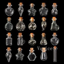 Multi styles Mini transparent drift bottle Pendants Wishing-Bottle Wooden cork small glass Pendant bottle Perfume empty bottles T9I002313