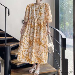 New Summer Maternity Dress Woman Elegant Floral Print Large Size Dresses Pregnant Woman Dress R230519