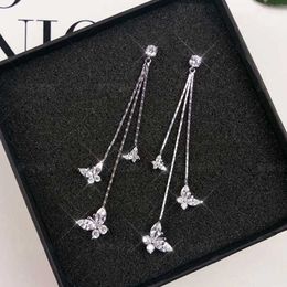 Charm Vintage Gold Color Bar Long Tassel Drop Earrings for Women Crystal Butterfly Geometric Korean Earring Fashion Jewelry 2020 New AA230518