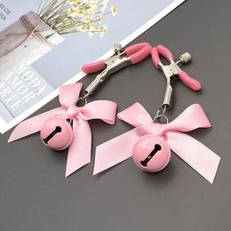 Adult Toys Nipple Clamp Breast SM Small Bell Black and Pink Fetish Flirting Teasing BDSM Cute Bow Sex Toys for Couples Adult Toy 230519