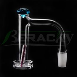 Beracky Fully Welded Smoking Control Tower Quartz Banger With Glass Diamond Cap Ruby Quartz Pillars Bevelled Edge Seamless Weld Quartz Nails For Glass Bongs Dab Rigs