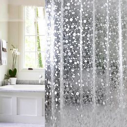 Shower Curtains Waterproof Modern Cobblestone Geometric Bath Curtains PVC Flowers Shower Curtains For Bathroom Bathtub Large Wide Bathing Cover 230518