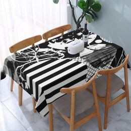 Table Cloth Black And White Chaos Rectangular Coffee Cover For Living Room Mat Home Wedding Party Decorate