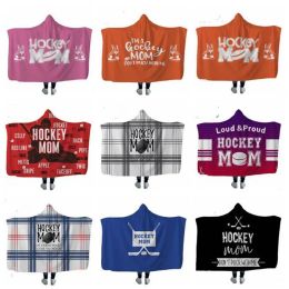 Hockey Hooded blankets Plush Sherpa Blanket Xmas 3D Printed Cape Cloak Fleece Soft Winter Swaddling Bedding Quilt Nap Wraps M39