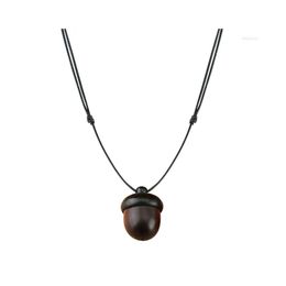 Pendant Necklaces Vintage Screwable Ebony Acorn Gawu Box Long Necklace Pine Design 40Gb Drop Delivery Jewelry Pendants Dhmcw