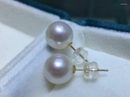 Stud Earrings Gorgeous REAL NATURAL 10-11mm South Sea White Round Pearl Earring