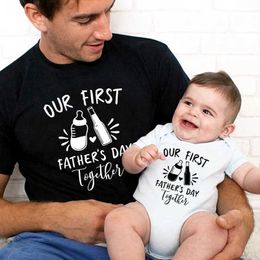 Family Matching Outfits Our first Father's Day in 2022 will be a family matching outfit made of cotton. Dad and Daughter Son T-shirts Baby Tights G220519