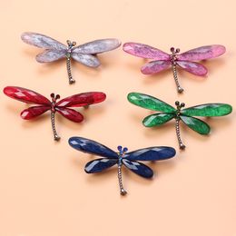 Colour Crystal Dragonfly Brooch Women's Large Insect Brooch Pin Fashion Dress Coat Accessories Cute Jewellery Gift