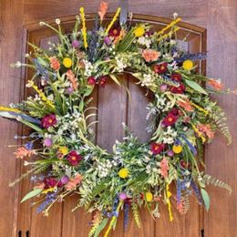 Decorative Flowers Home Festival Lavender Spring Artificial Flower Wreath Party Decoratin Front Door Wall Garland Hanging Ornaments