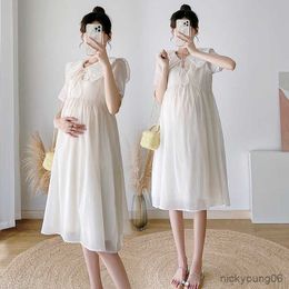 Summer Fashion Maternity Long Dress Sweet Chic Clothes for Pregnant Women Postpartum Pregnancy R230519