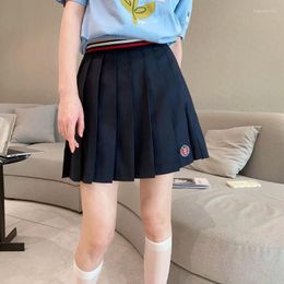 Skirts Preppy Style Embroidery Bear Women Skirt Summer Black Colour Casual Pleated Mini Clothes