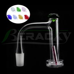 Beracky Full Weld Smoking Control Tower Quartz Banger With Glass Diamond Cap Ruby Quartz Pillars Beveled Edge Seamless Welded Quartz Nails For Glass Bongs Dab Rigs