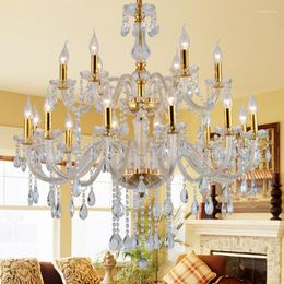 Chandeliers European Crystal Chandelier Duplex Living Roomlighting El Lobby Restaurant Lighting Glass Clear