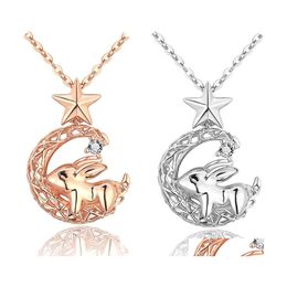 Pendant Necklaces Fine Jewelry 925 Solid Sliver With Chain Fashion Necklace Moon Charm For Womanpendant Drop Delivery Pendants Dhyso