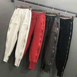 Capris Plus Size Loose Harem Pants Zipper Sweatpants Casual Capri Leggings 2022 Fall KoreanStyle Cargo Pants Women Hip Hop Trousers