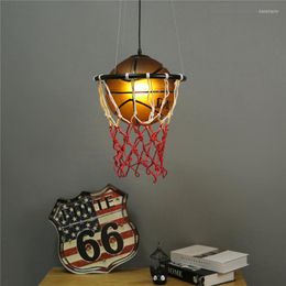 Pendant Lamps Novel Basketball Lights Restaurant Study Living Room Chandelier LED Kids Hanging Lamp Fixtures