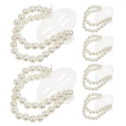 Decorative Flowers 6Pcs Pearl Corsage Bracelet DIY Wristlets Stretch Wrist Corsages Accessories