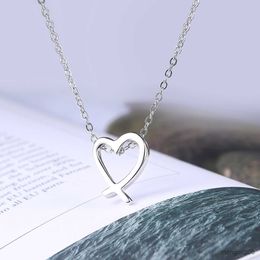 Simple Heart Rose Gold Colour Pendant Necklace Jewellery For Women Wedding Party Top Quality