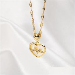 Pendant Necklaces Cute Romantic Heart Beating For You No Fade Gold Colour Stainless Steel Women Ladies Elegant Jewellery Drop D Dhxo6