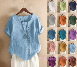 Plus Size Clothes Women T Shirt S-5xL 2023 Casual Womens Short Sleeve Cotton Linen Solid Color Loose T-shirt Summer Lady Girls Tshirt Tees Crop Tops 3xl 4 Xl 5xl