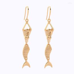 Dangle Earrings Uer Gold Colour Korean Fashion Zinc Alloy Fish Mermaid Drop Women Christmas Party Jewellery Ed01665c