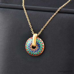 316L Stainless Steel Round Necklace For Women Colourful Enamel Neck Chains Gold Colour Jewellery Accessories SSB