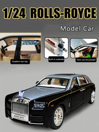 Diecast Model 1 24 Simulation RollsRoyce Phantom Alloy Metal Car Ornaments Luxury Sedan Childrens Toy Boy Collection 230518