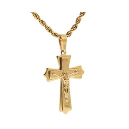 Pendant Necklaces Stainless Steel Gold Plated Trendy Crucifix Jesus 33 49Mm Cross Necklace Pendants 24 For Men Jewelry Gifts Drop Del Dh3Y1