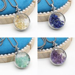 Chains Round Wishing Bottle Necklace Pendant Pendulum Natural Crystal Crushed Stone Craft Good Luck Pendants Jewellery Accessories DIY