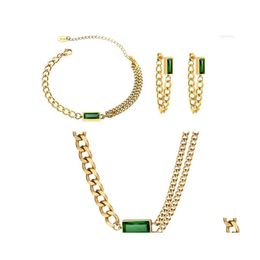 Pendant Necklaces Elegant Zircon Jewelry Set For Women Cute Tassel Chains Choker Necklace Earrings Bracelet Retro Party Sl527 Drop D Dh0Iw