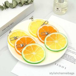 Keychains Lemon Orange Fruit Pendant Keychains For Friend Gift New Creative Simulation Food Bag Box Charms Trinket Keyring